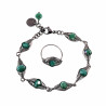 esde2 Armband RVS Visgraat Armband met Ondoorzichtig Groene Kristallen