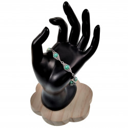 esde2 Armband RVS Visgraat Armband met Ondoorzichtig Groene Kristallen