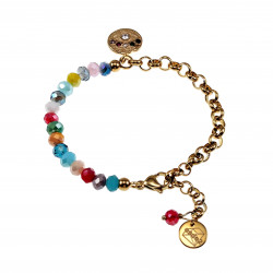 Verguld RVS Armband met Kleurrijke Kristallen en Oog van Horus Hanger