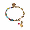 Verguld RVS Armband met Kleurrijke Kristallen en Oog van Horus Hanger