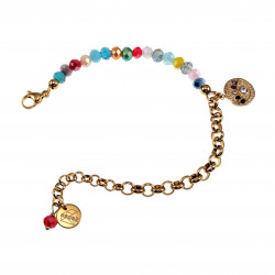 Verguld RVS Armband met Kleurrijke Kristallen en Oog van Horus Hanger