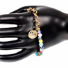 Verguld RVS Armband met Kleurrijke Kristallen en Oog van Horus Hanger