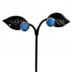 ∅12mm Oorbellen Dames - RVS Zilverkleur - Oorknopjes met Blauwe Kattenoog Kristal