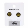 ∅12mm Oorbellen Dames - RVS - Oorknopjes met Geel Kattenoog Kristal