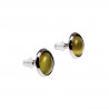 ∅12mm Oorbellen Dames - RVS - Oorknopjes met Geel Kattenoog Kristal