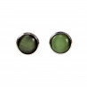 ∅12mm Oorbellen Dames - RVS Zilverkleur - Oorknopjes met Groen Kattenoog Kristal