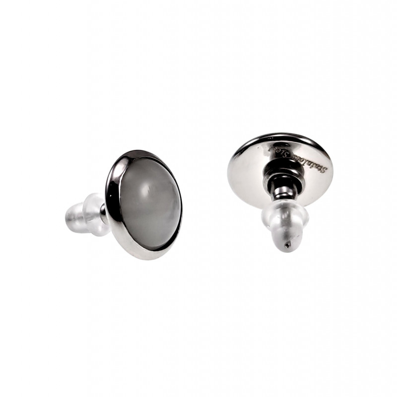Oorbellen Dames - RVS - Oorknopjes met Lichtgrijze Kattenoog Kristal Oorbellen Dames - RVS - Oorknopjes met Lichtgrijze Kattenoog Kristal