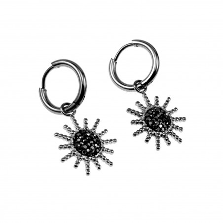 ∅14mm x 2mm Oorbellen Dames - Gepolijst RVS - Ooringen met Zonnehanger