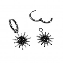 ∅14mm x 2mm Oorbellen Dames - Gepolijst RVS - Ooringen met Zonnehanger