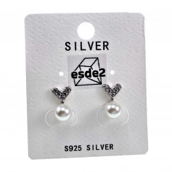 Oorbellen Dames - S925 Sterling Zilver - Hart oorbellen met Parel