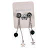 Dames RVS Lange Oorbellen met Groene Jade-Steen en Ketting met Ster