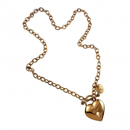44cm Ketting Dames Verguld RVS Ovale Schakelketting met Hart-T-Sluiting