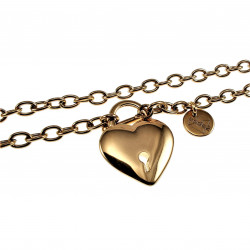44cm Ketting Dames Verguld RVS Ovale Schakelketting met Hart-T-Sluiting