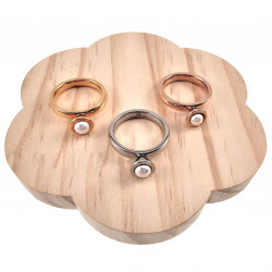 Ring Dames- Bicolor RVS - Set 3-ringen - Ringen met Opschroefbaar Parelelement