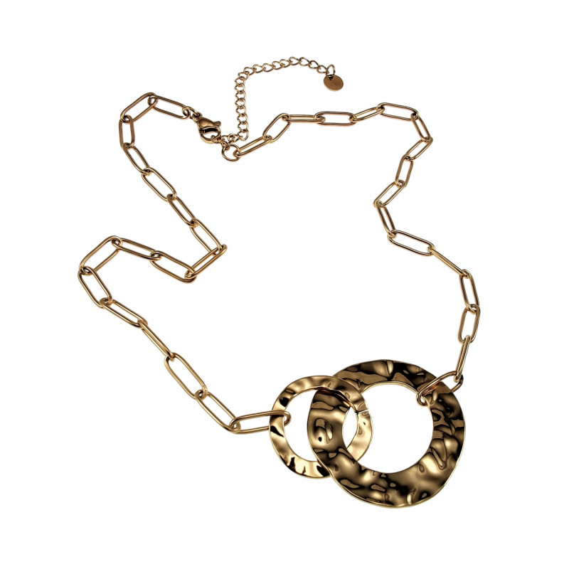 Gold Plated RVS Paperclip Schakelketting met Ronde Hangers Verstelbaar Gold Plated RVS Paperclip Schakelketting met Ronde Hangers Verstelbaar