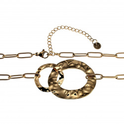 Gold Plated RVS Paperclip Schakelketting met Ronde Hangers Verstelbaar