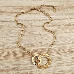 Gold Plated RVS Paperclip Schakelketting met Ronde Hangers Verstelbaar