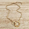 Gold Plated RVS Paperclip Schakelketting met Ronde Hangers Verstelbaar