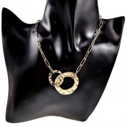 Gold Plated RVS Paperclip Schakelketting met Ronde Hangers Verstelbaar