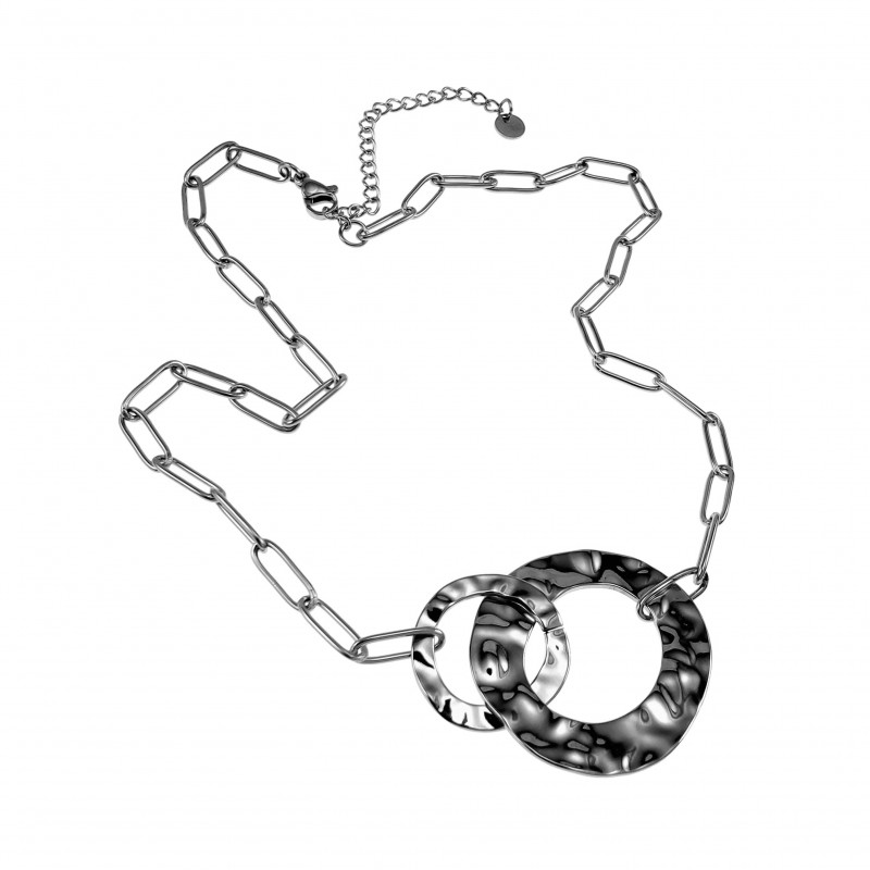 Dames RVS Paperclip Schakelketting met Ronde Hangers Verstelbaar Dames RVS Paperclip Schakelketting met Ronde Hangers Verstelbaar