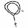80 cm + 8,5 cm Rozenkrans Heren - 8mm Matte Onyx Ketting met Kruis - Zwarte Ketting