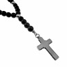 80 cm + 8,5 cm Rozenkrans Heren - 8mm Matte Onyx Ketting met Kruis - Zwarte Ketting