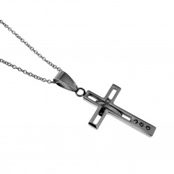 Ketting met Kruis Unisex - Gepolijst RVS - Kabelketting met Kruishanger - Verstelbaar - 55cm Ketting-Set Dames - Heren