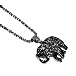 60cm x 3mm Jasseron-ketting met Olifanten Hanger Unisex - RVS - Gelukkige Olifantenhanger Ketting Dames - Heren