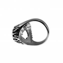 Schedelring Heren - Gepolijst RVS - Alien-Design - Grote Ring - Schedel Ring