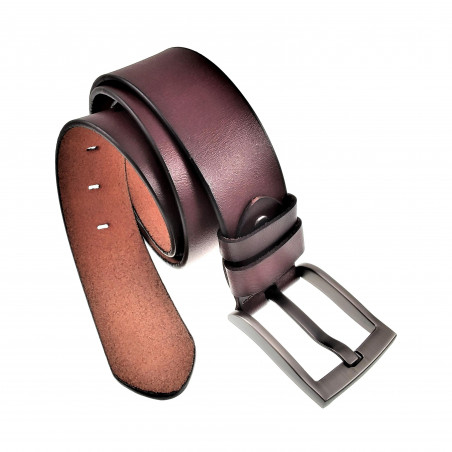 Leren Riem Heren - 100% Echt Leer - Donkere Bordeauxrode Brede Riem