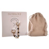 Dottilove Oorbellen Dames - Godl Plated RVS - Oorringen met Twee Ketting - Zwart Kristal