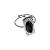 Ring Dames - Plated RVS - Verstelbaar Ring - Smalle Ring met Zwarte Steen - Dottilove