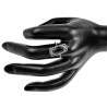 Ring Dames - Plated RVS - Verstelbaar Ring - Smalle Ring met Zwarte Steen - Dottilove