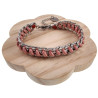 17cm tot 20cm Armband Dames - Brede Armband - Gepolijst RVS - Cubaanse Schakelsarmband met Roze Koord - Verstelbaar