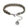 17cm tot 20cm Armband Dames - Kaki Armband - Gepolijst RVS - Cubaanse Schakelsarmband met Kaki Koord - Verstelbaar