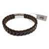Armband Heren - RVS en Donkerbruin Leer Armband - Gevlochten Armband