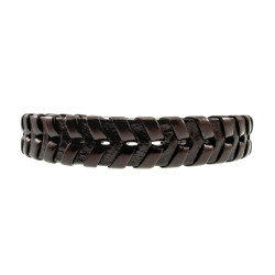 Armband Heren - RVS en Donkerbruin Leer Armband - Gevlochten Armband