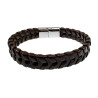Armband Heren - RVS en Donkerbruin Leer Armband - Gevlochten Armband