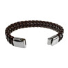 Armband Heren - RVS en Donkerbruin Leer Armband - Gevlochten Armband