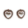 Dames Hart Clip-on Oorbellen met Parel - Zirkonia's Rosé Gold Plating