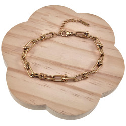 19cm Armband Dames - Verguld RVS - U-Schakelarmband - Verstelbaar