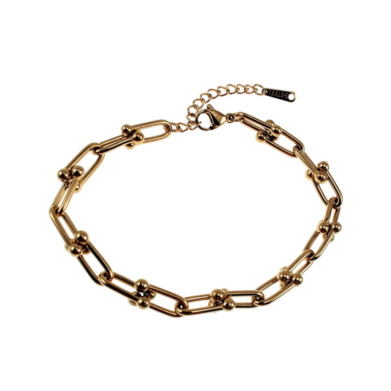 19cm Armband Dames - Verguld RVS - U-Schakelarmband - Verstelbaar 19cm Armband Dames - Verguld RVS - U-Schakelarmband - Verstelbaar