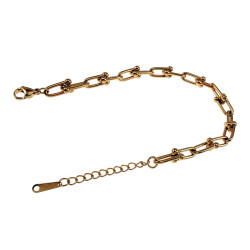 19cm Armband Dames - Verguld RVS - U-Schakelarmband - Verstelbaar