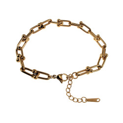 19cm Armband Dames - Verguld RVS - U-Schakelarmband - Verstelbaar