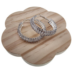 40mm x 9mm Oorringen Dames - Hypoallergeen - Zilverkleur - Strass Oorbellen