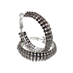 40mm x 9mm Oorringen Dames - Hypoallergeen - Zilverkleur - Strass Oorbellen