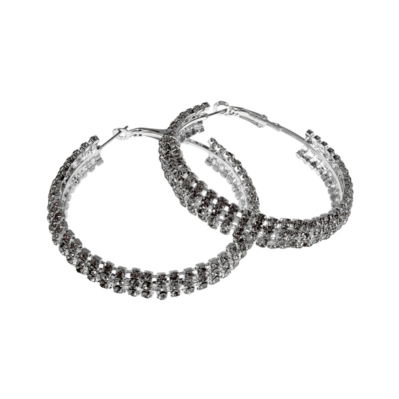 50mm Oorringen Dames - Hypoallergene - Zilverkleur - Strass Oorbellen