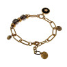 Verguld RVS - Paperclipschakel Armband met Zwarte Murano-Glaskralen