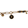 Verguld RVS - Paperclipschakel Armband met Zwarte Murano-Glaskralen