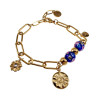 Verguld RVS Paperclipschakel Armband - Marineblauwe Murano-Glaskralen